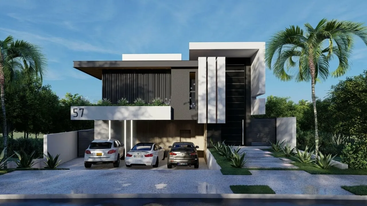 Estrutura de concreto e alvenaria de casa de alto padrão